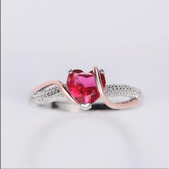 New Romantic Heart 925 Silver CZ Lovely Cute Ring - Picture 5 of 6